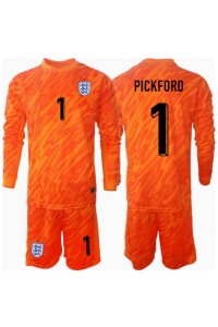 Fotbalové Dres Anglie Jordan Pickford #1 Brankářské Dětské Domácí Oblečení ME 2024 Dlouhý Rukáv (+ trenýrky)